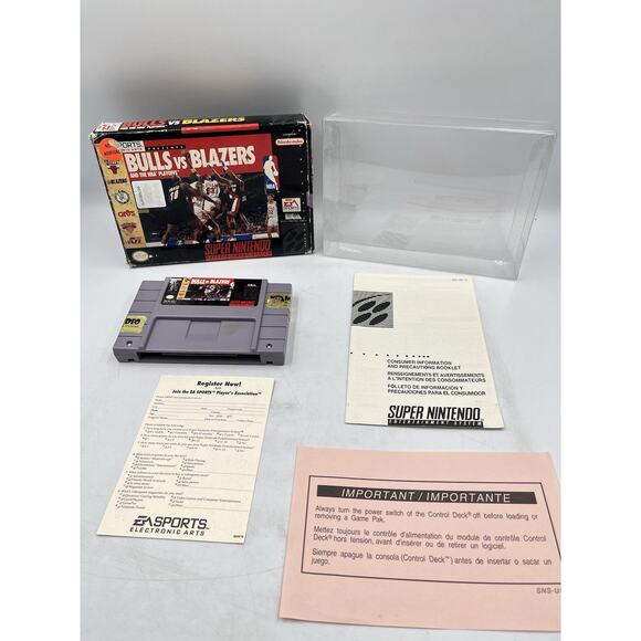 Bulls vs. Blazers and the NBA Playoffs (SNES, 1992) CIB Manual Inserts - Picture 1 of 15
